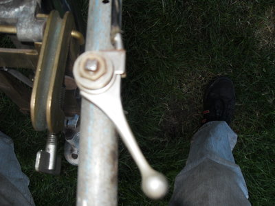 all important AMAL throttle lever mounted onto a steel tiller (not a brass one)